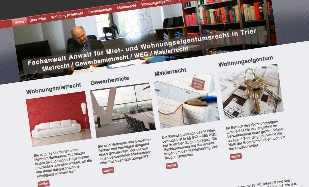 Neues Webdesign für Fachanwalt Mietrecht in Trier